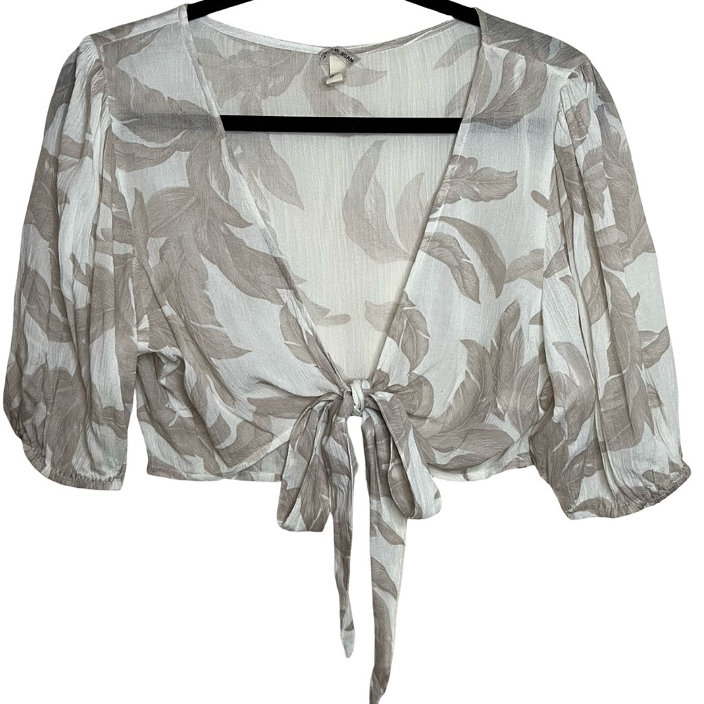 Elan Patterned Front Tie Top